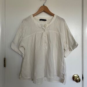 United By Blue Off-White Button-Up Gauzy Cotton Blouse